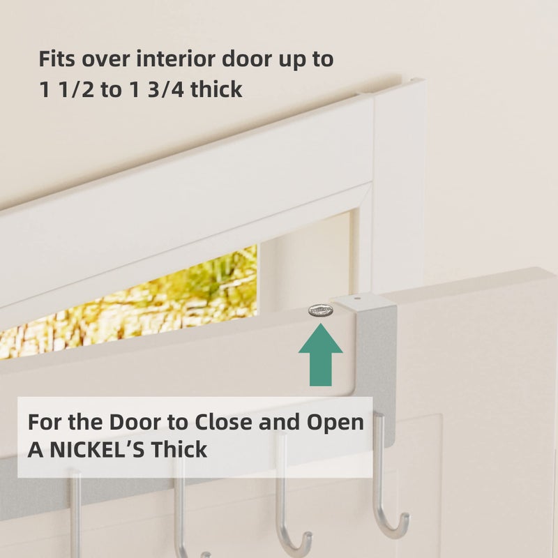 UDENIS Over The Door Hanger, Metal Over The Door Hook Rack with 6 Hook for Hanging Towel Robe Coat Bathroom Bedroom Drying Racks for Laundry Silver - Image 3
